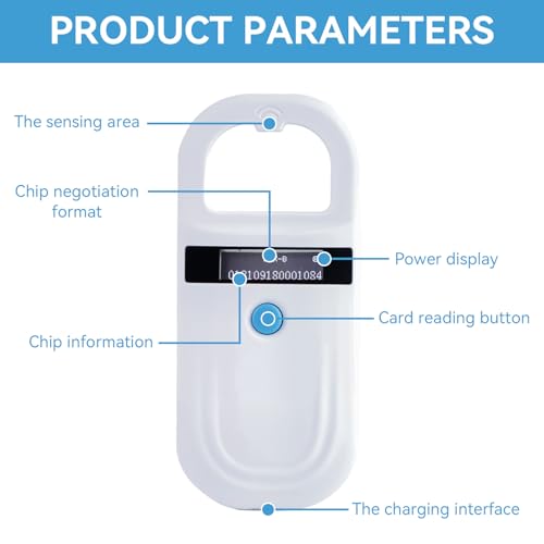 Image of Pet Microchip Scanner, Rechargeable Pet Microchip Reader Pet Chip ID Scanner with OLED Display Screen Supports FDX-B (ISO11784 /11785) and EMID Microchips for Animal /Pets /Pigs /Dogs /Cats