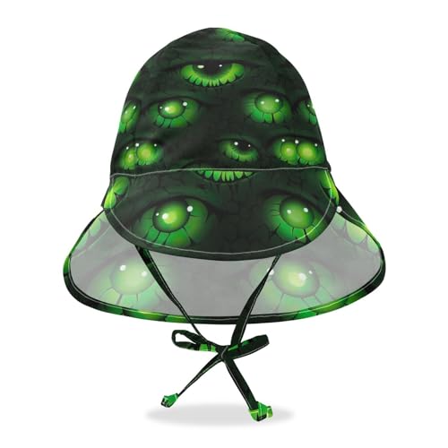 J JOYSAY Halloween Green Scary Eyes Baby Sun Hat Toddler Hat UPF 50+ Beach Baby Sun Hat Sun Protective Child Summer Beach Hats with Neck Flap for Baby Travel