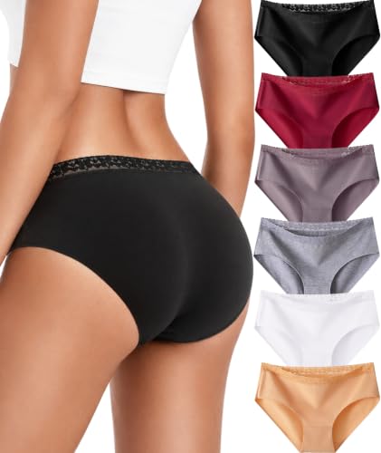 6-Pack Ready to Love Women's Cotton Bikini Panties w/ Lace Waistband (Multicolor) from - image 1