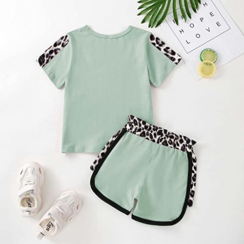 Image of FOCUTEBB Toddler Girl Clothes Baby Leopard T-Shirt Shorts Summer Set 18M-8Y