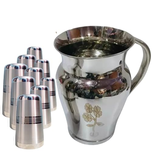 Image of Stainless Steel leser Glass Set or Jug, Water Jug, Water Glass (11)