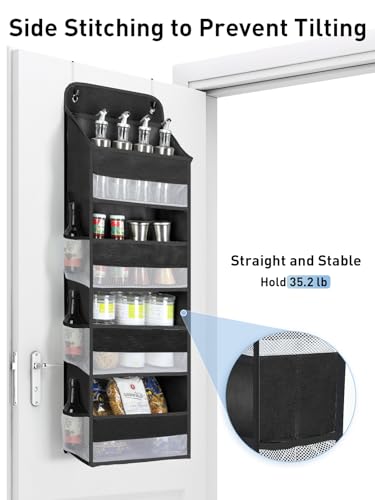 Image of Yecaye 1 Pack Over the Door Organizer, 35.2lbs Load Toy Stuffed Animal Storage, Large Capacity Swing-proof Hanging Bathroom Organizers and Storage for Nursery Newborn Baby Essential Stuff Black