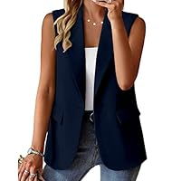 EMATOP Lang Weste Damen - Ärmelloser Blazer Für Business & Casual