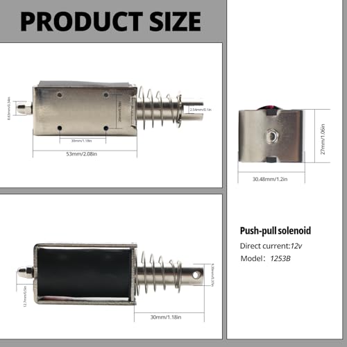 YQSIYU DC12V 2A Push-Pull Frame Type Electromagnet,45N,15mm Linear Solenoid,for Various Types of Industrial Automation Control Equipment
