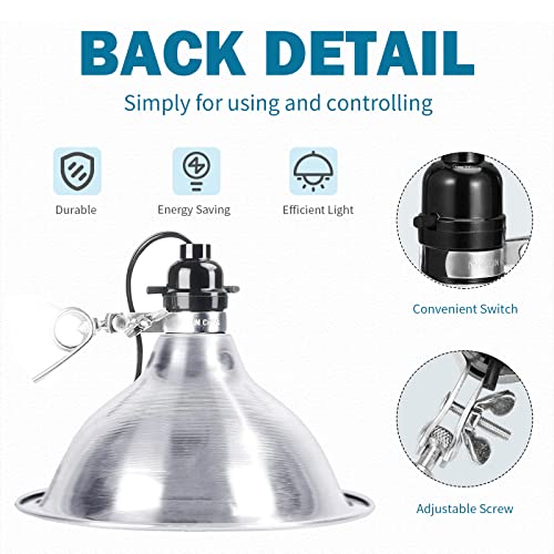 EP Clamp Lamp Light with Detachable 8.5 Inch Aluminum Reflector, 150 Watt E26 Socket (No Bulb Included), 6 Foot 18/2 SPT-2 Cord Cord, 2 Pack by EP - Image 2