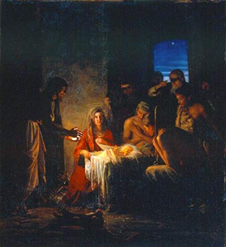 Peinture à l'huile Naissance du Christ pour salon catholique