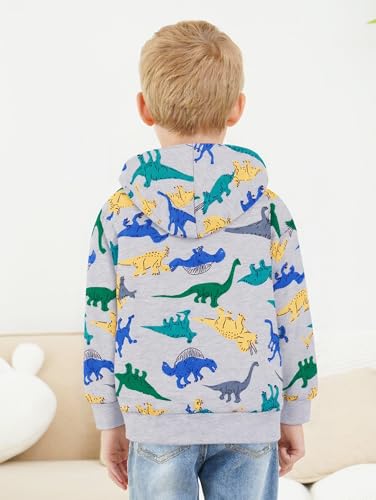 Image of Boys Toddler Zip Up Hoodie Kids Fall Winter Jacket Cute Sweatshirt With Hood 2-7 Years Old