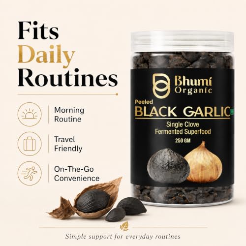 Image of Bhumi Organic Black Garlic Single Clove 250 GM | Naturally Fermented, Ready-to-Eat, No Preservatives, Rich in Antioxidants