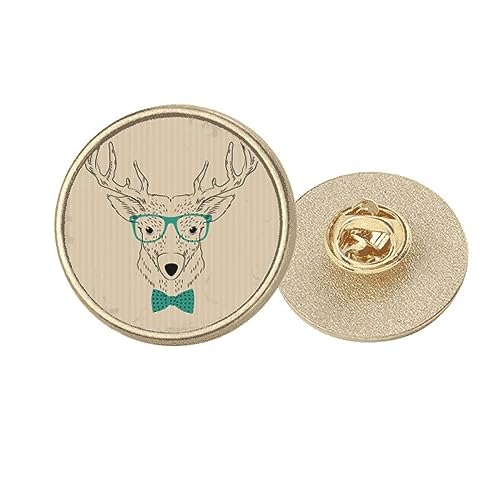 Broche ronde en métal doré cerf lunettes M pour customiser un vêtement uni