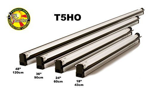 SunBlaster T5HO 2 Feet 24 Watts, 6400 Kelvin Grow Light Lamp Ballast Fixture with NanoTech Reflector for Indoor Home Gardens and Plants