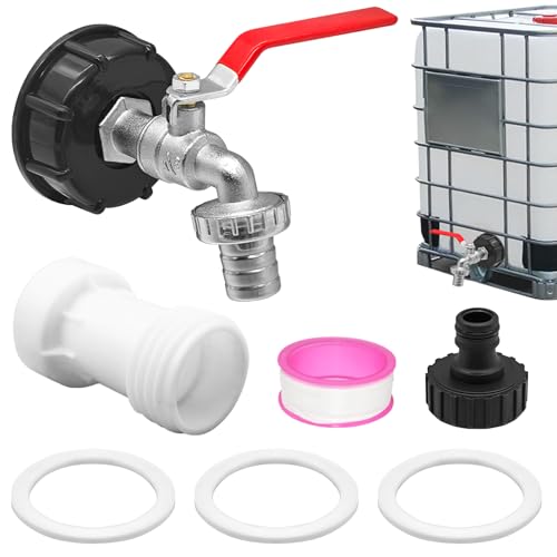 HuaMuDM IBC Tank zubehör 1000 liter wassertank zubehör IBC Tank Auslaufhahn(3/4) auslaufhahn regentonne Verlängerung S60x6 Grobgewinde für 1000L Regenwassertank Regenfass