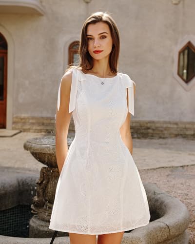 Image of RIHOAS Women's Plaid Gingham Dress Summer Midi Dresses for Women 2026 | Cute,Boat Neck,Bow Tie,A line,Vintage,Sleeveless,Spring,Winter,Casual Daily,Picnic,Travel,Vacation,Christmas Festive Occasion