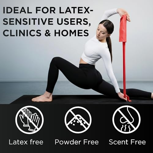 THERABAND Resistance Band, Red, Medium, 25-Yard Roll, Latex-Free, Elastic Band for Exercise, Physical Therapy, Yoga, Pilates, Stretching, Home Workouts, Cut-to-Length, Color-Coded Levels