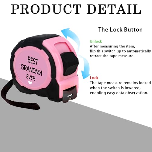 Cinta métrica retractil rosa 25 ft para regalo a abuelas miniatura 3