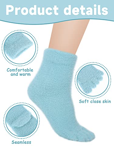 Bencailor 4 Pair Women's Toe Socks Colorful Toe Separator Socks Fuzzy Warm Sock for Ladies Winter Running3