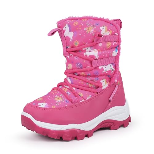 FANTURE Winter Snow Boots for Boy and Girl Outdoor with Fur Lined (Toddler/Little Kids) U425WXZ895.EL-Rose Red-24 by FANTURE - Used condition - US$19.99