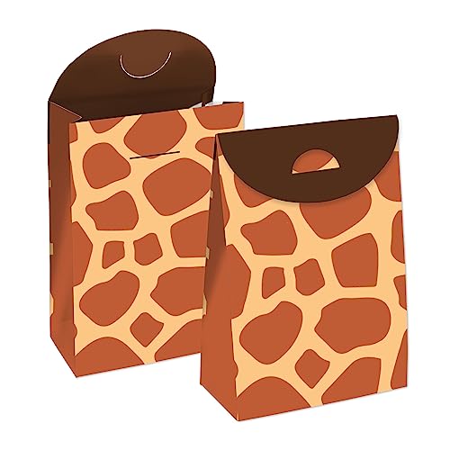 Big Dot of Happiness Giraffe Print - Safari Gift Favor Bags - Party Goodie Boxes - Set of 12