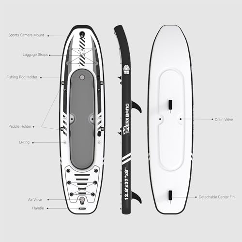 TIGERXBANG 12'8" Inflatable Tandem Kayak, Fishing & Touring, 2 Seats, Adjustable Paddle, Perfect for Family Adventures & Fishing, Includes Backpack & Repair Kit - Image 3