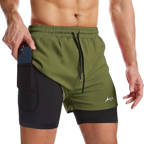 Image of PROSHARX Apex Dual Shorts Advanced with Concealed and Secure Pockets & Towel /T-Shirt Holder | Men's 2 in 1 Double Layer Short for Running, Gym & Sports