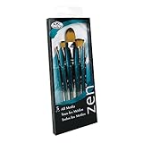 Royal and Langnickel Zen 5 Piece All Media Oval Wash Variety Paint Brush Set