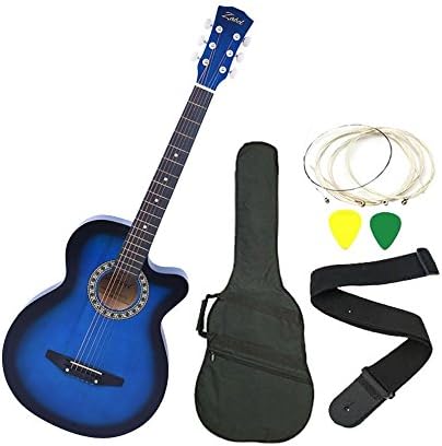 Zabel Elletra Series Acoustic Guitar With Truss Rod,Blue Combo With Bag, Strap, One Pack Strings And Picks
