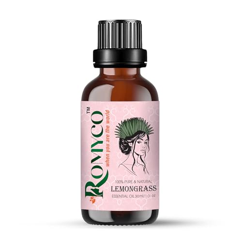 Image of Romyco Lemongrass Essential Oil 30ml for Nourishing Hair | Skin Face Moisturiser | Insect Repellent | Use in Diffuser | Pure, Natural, Premium & Undiluted