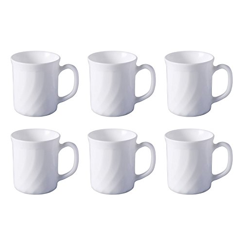 Luminarc 68978 Trianon Lot de 6 tasses à café, en verre opale, 290 ml, hauteur 9 cm, blanc
