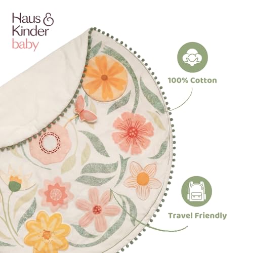 Image of Haus & Kinder Baby Mats for Floor, Play Mat for Babies 0 to 12 Months, Baby Play Mat for 0 to 2 Years, Soft Crawling & Tummy Time Play Mat | Floral Garden