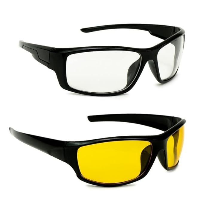 Saros Unisex Adult Wrap Non Polarized Sunglasses Multicolor Frame, White, Yellow Lens (Free Size) - Pack of 2-picture-41