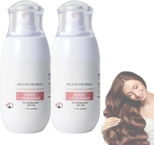 Anti-Hair Loss Spray, Rice Nutri spray, Thickening Spray, HairSpray for Thinning Hairs, Hair Thickening and Nourishing,Natural Non-greasy Hair Care Serum for Women Men (2PCS)