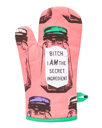 Blue Q B*tch I Am The Secret Ingredient Funny Oven Mitts, Home Kitchen Gifts, Cooking Accessories, Super-Insulated Quilting, Comfy Natural-Fitting Shape, Pot Holders, 100% Cotton, Size 12.5'L x 7.5'W