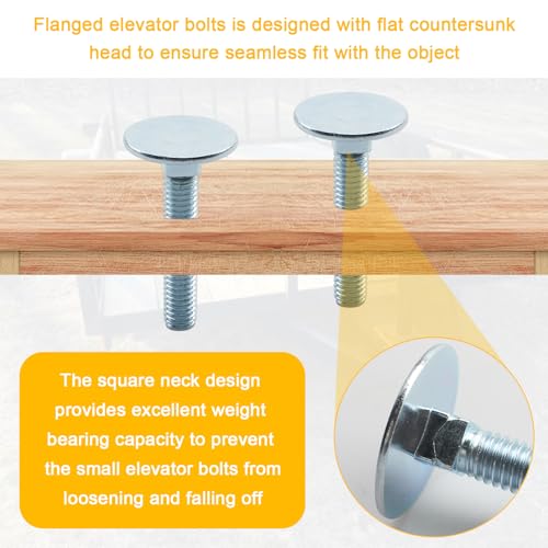 Image of 10 Pcs 014973239718 Elevator Bolts, 5 /16-18 x 2 Flat Head Bolt, Zinc - Rust Resistant