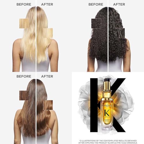 Image of Kerastase Elixir Ultime Hair Oil-In-Serum 30ml | 2X Shinier Hair | 96H Anti-Frizz Action | Infused with French Camellia, Marula & Wild Camellia Oils | Travel Size