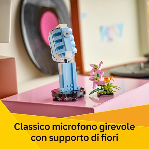 Creator 3 in 1 Giradischi con Fiori - Modellino Ricostruibile in Radio Retrò o in Microfono - Giochi Creativi per Bambine e Bambini da 8 Anni in su Fan della Musica - Idea Regalo - 31172 - Lego - Immagine 4
