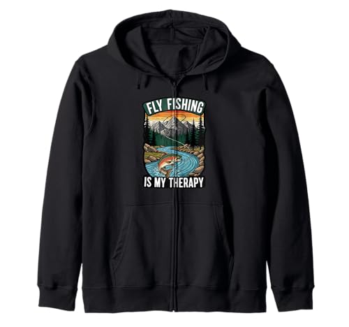 Fly Fishing is My Therapy Trout Fisherman Angler Nature Sweat à Capuche