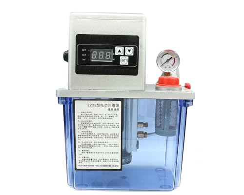 Consfly 4L Automatic Lubricating Oil Pump, Gear Pump, 110v Gear Lubrication Pump, Digital Display Screen, Alloy Material, for CNC and with a Pressure Gauge