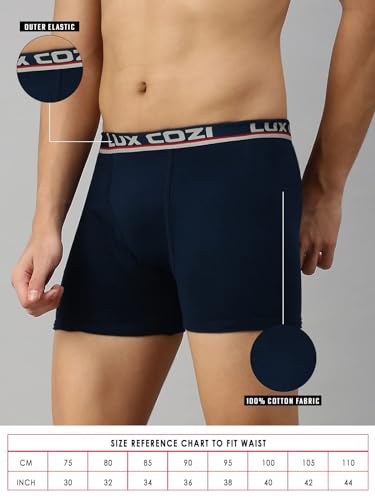 Image of Lux Cozi Bigshot Longs Solid Underwear for Men Combo, Breathable 100% Cotton Underwear for Man Pack of 3 (Colors May Vary)