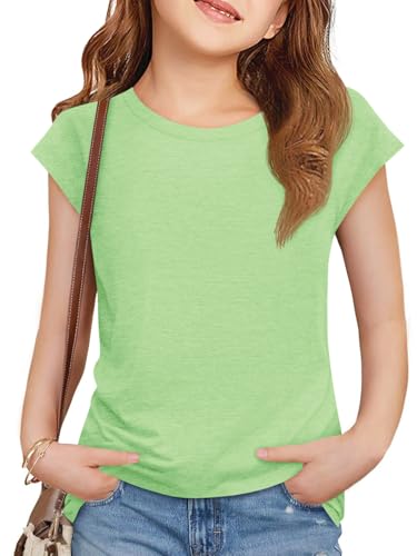 Image of Imily Bela Girls Short Sleeve T Shirts Crew Neck Cap Sleeve Tank Tops Casual Loose Summer Shirt Kids 5-14 Years
