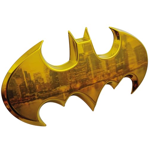 Image of Fan Emblems Batman 3D Car Badge - 1989 Batwing Logo (Yellow Chrome: 3.8 x 1.8 x 0.2 inches)