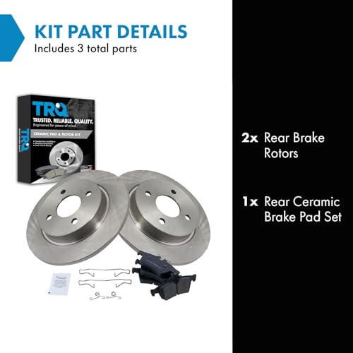 Image of TRQ Rear Brake Pad and Rotor Set Ceramic Solid Rotors | For 2018-2019 Ford EcoSport