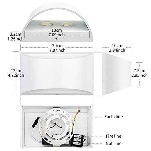 Lightess Indoor LED Wall Lamp 12W Dimmable Up Down Wall Light for Living Room Bedroom Hallway Staircase Cool White by Lightess - Image 6