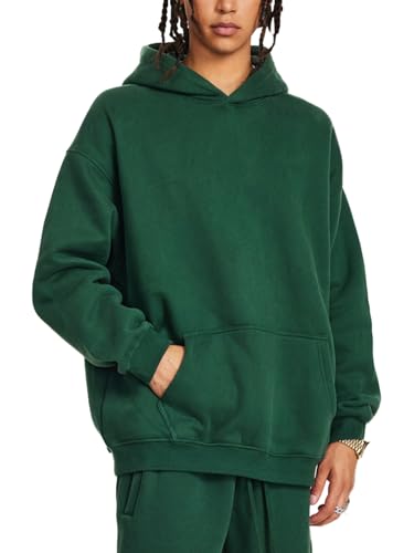 Vintage Green Hoodie for Men Warm Streetwear Casual Comfort Colors Sweatshirts Long Sleeve Women Pullover Hoodies with Pocket HW2406 B Green M3