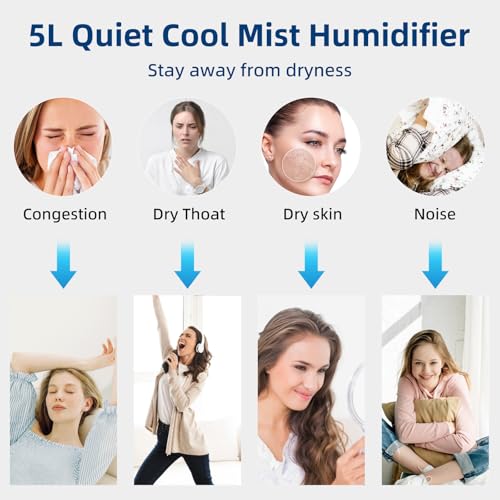 Image of FLYMOON Top Fill 5L Cool Mist Humidifiers with 28dB