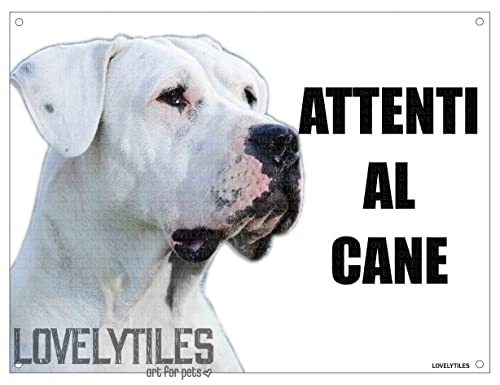 DOGO ARGENTINO attenti al cane TARGA cartello IN METALLO (20X30)
