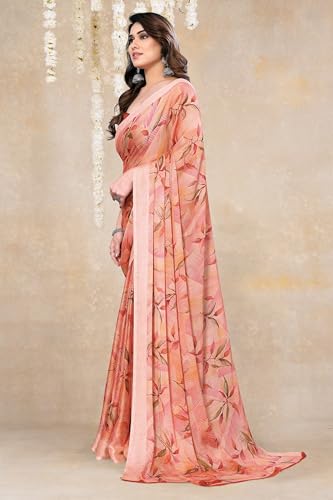 Image of MIRCHI FASHION Saree for Woman Chiffon Floral Printed | Lightweight All-Day Comfortable Women's Sari with Unstitched Blouse Piece (Available in 30 Colors)