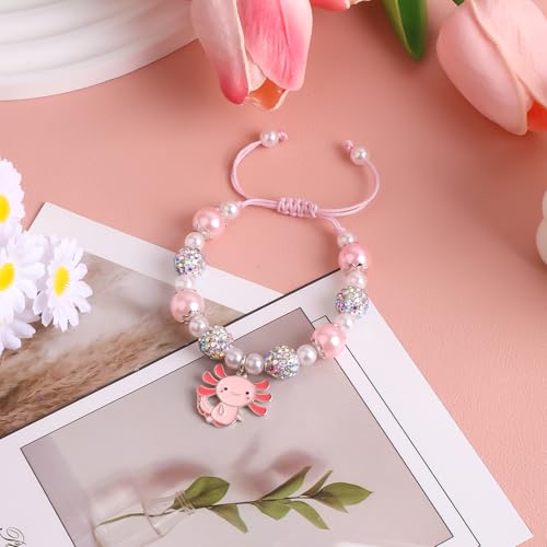 Kawaii Axolotl Bracelet/Necklace Cute Axolotl Stuff Birthday Christmas Jewelry Gifts for Gir Daughter Granddaughter Niece (Axolotl Set)4
