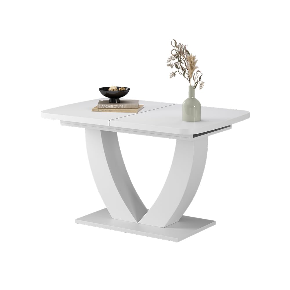 Vicco Mesa de Comedor Fenaro, Blanco, 120-160 x 80 cm | Extensible, con función extensible para ajuste flexible del tamaño de la mesa