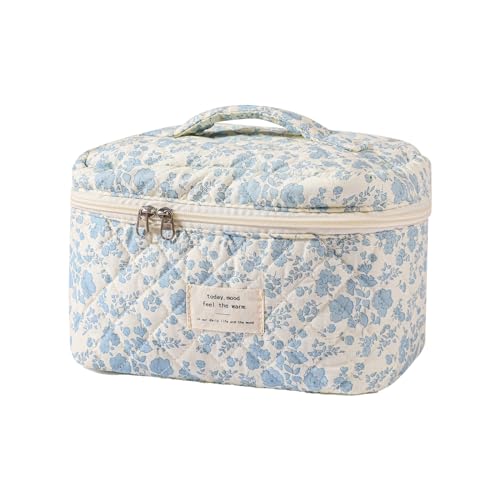 Large Floral Cotton Travel Makeup Bag for Women