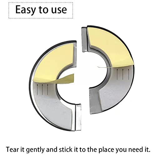 GYSRXS 6 Stück 27mm Selbstklebende Ventilloch Wasserhahn Abdeckung Geteilte Rohrabdeckungen Edelstahl Verwendet für Wasserhahnventil Badezimmer(Silber)