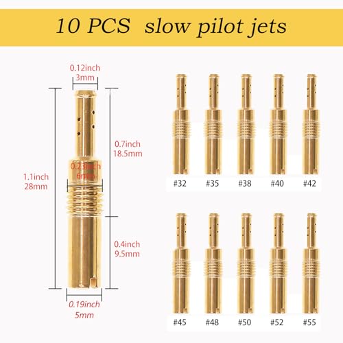 Keihin Vergaser Düsen Kit Vergaser Ersatzdüsen enthalten 30 Stück M5 Hauptdüsen und 10 Stück M6 Langsame Pilotdüsen Kompatibel mit PWK OKO CVK KOSO PE PWM für optimale Leistung und Präzision Tuning